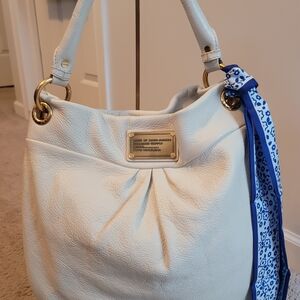 Marc By Marc Jacobs White Shoulder Bag with Blue Accent